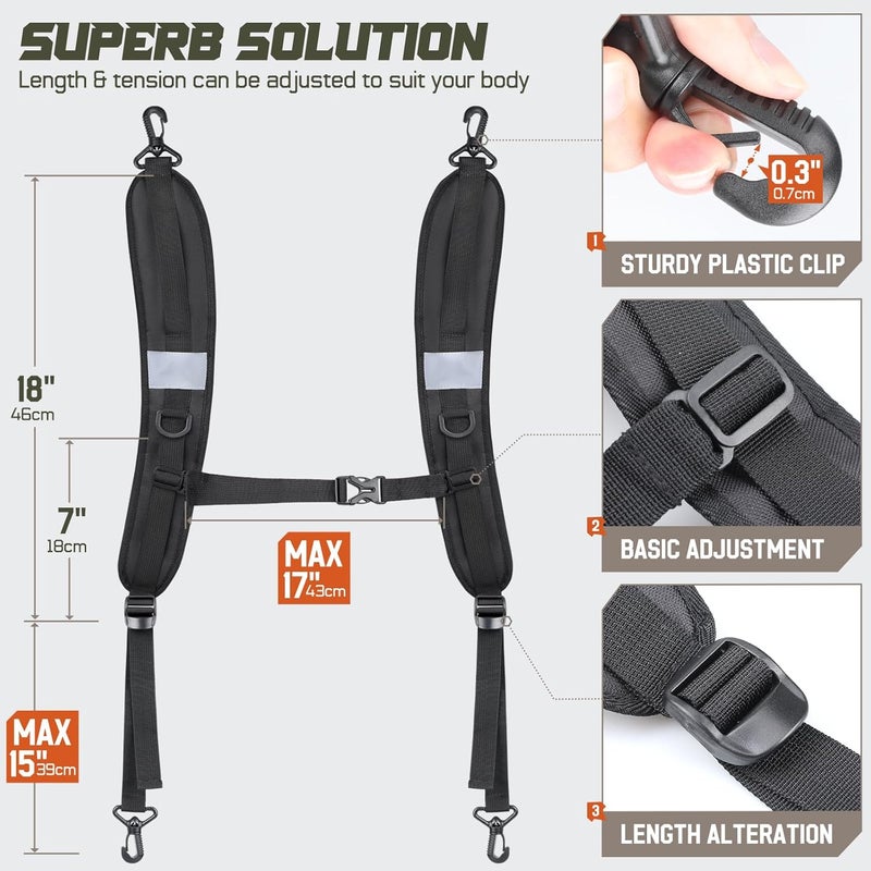 Pitozer Store Backpack Straps, Backpack Shoulder Strap for bags strap Replacement Padded Strap Adjustable with Metal/Plastic Clips - Image 2